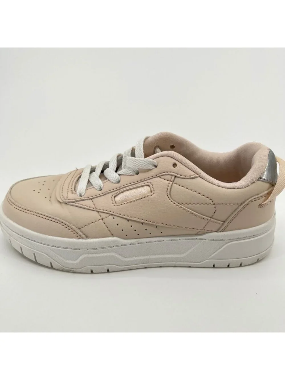 Reebok Club C Double Geo Boys Size 3Y Beige Athletic Lifestyle Shoes Sneakers